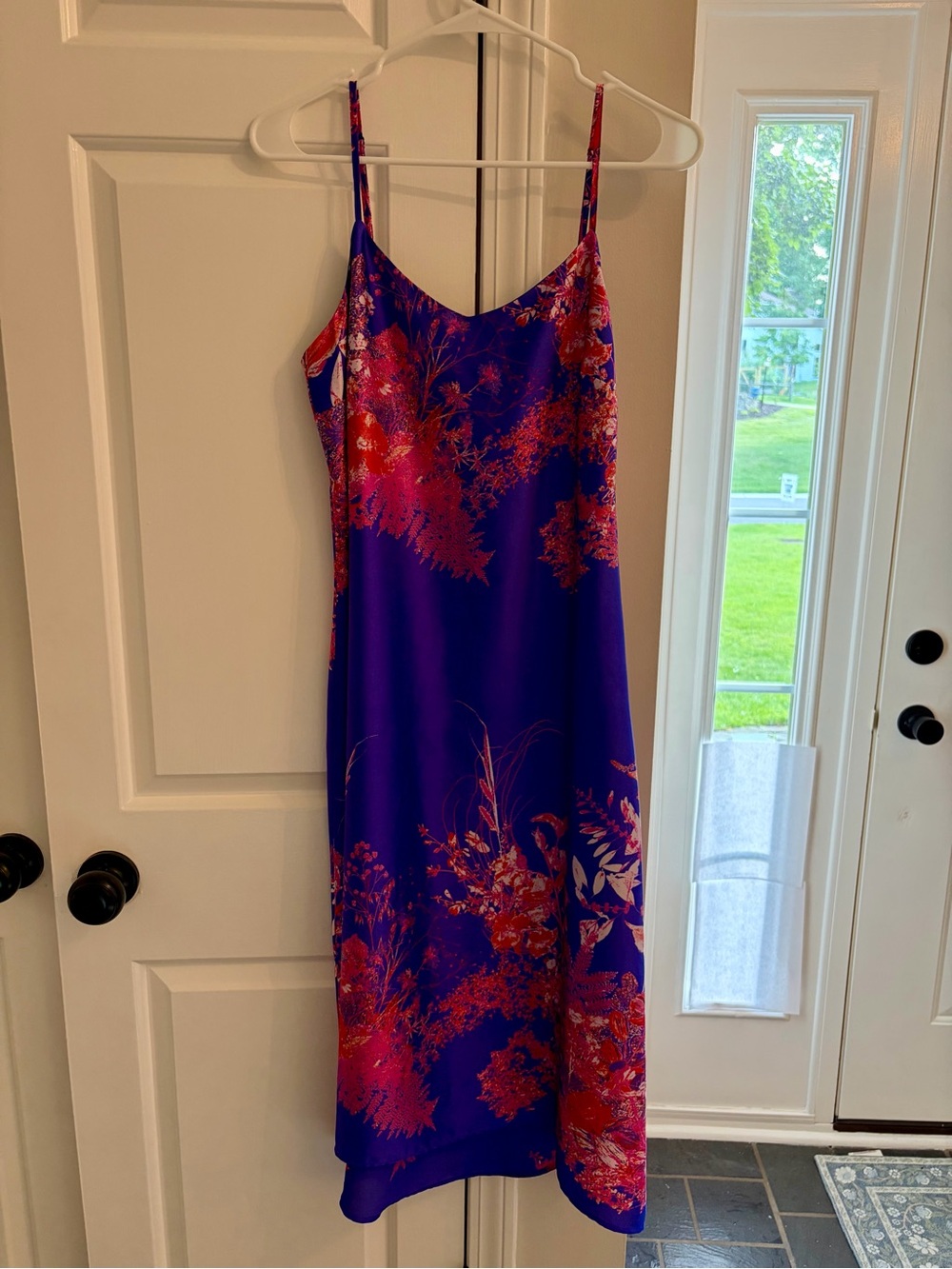 Banana Republic Purple and Pink Red Floral Midi Slip Dress